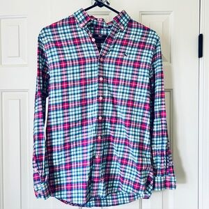Vineyard Vines Shirt Youth Size 16 Pink Sky Blue Plaid Whale Preppy Button‎ Up